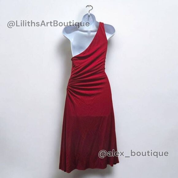 Laundry By Shelli Segal  One-shoulder Runch Midi Dress(C041)-Size 8 for Women - Picture 4 of 10